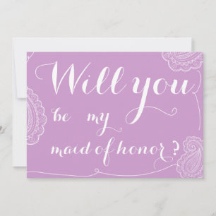 Invitation Chic Violet Paisley Serez-Vous Ma Fille D'Honneur
