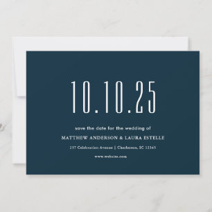 Invitation Chic Votre Mariage Date Marine Bleu Enregistrer La