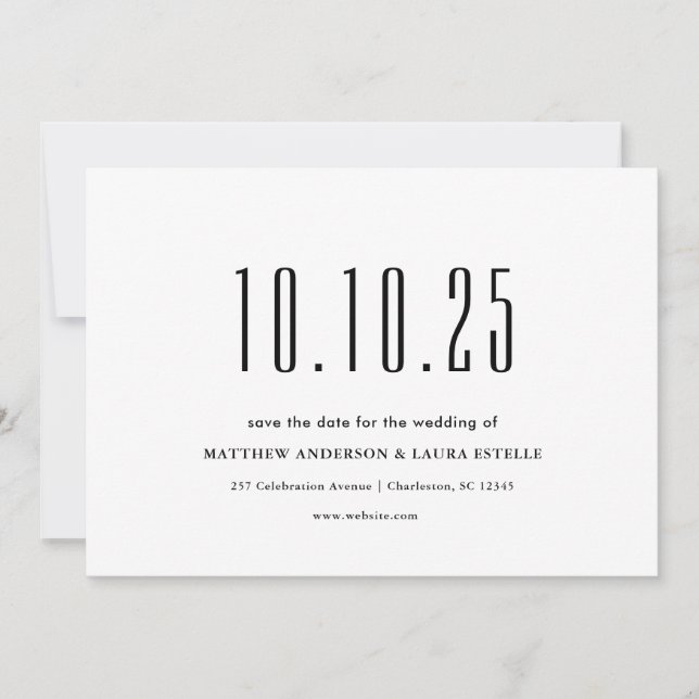 Invitation Chic Votre Mariage Date Non Photo Enregistrer La D (Devant)