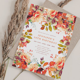 Invitation Chic Watercolor Automne Floral Automne 50e anniver
