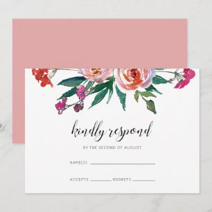 Invitation Chic Watercolor Floral Wedding RSVP