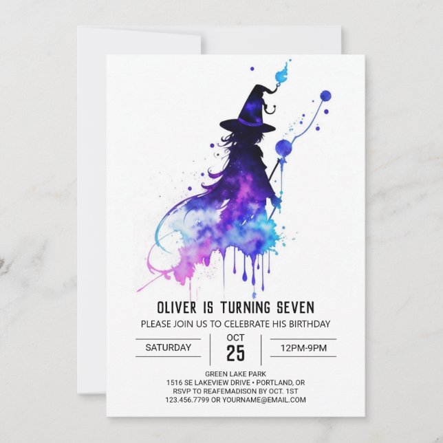 Invitation Chic Whimsical Wizardry Anniversaire (Devant)