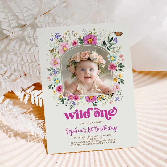 Invitation Chic Wild One Spring Fleur sauvage 1er anniversair (Créateur téléchargé)