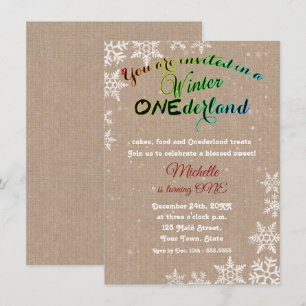 Invitation Chic Winter Onederland Girl First Birthday Party