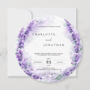 Invitation Chic Wisteria Lilac Floral Wreath Mariage unique