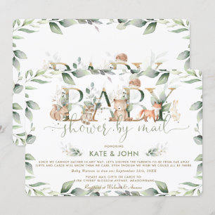 Invitation Chic Woodland Animaux Baby shower vert par la post