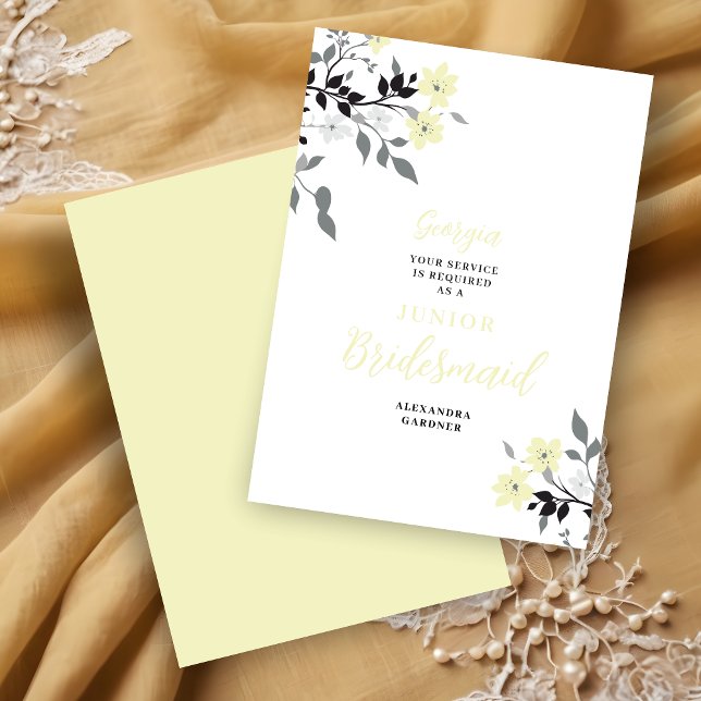Invitation Chic Yellow Floral Bunch Wedding Jr Bridesmaid (Chic Yellow Floral Bunch Wedding Jr Bridesmaid Proposal Card.)