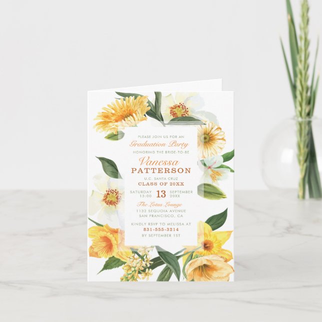 Invitation Chic Yellow Spring Anemones Belle graduation (Devant)
