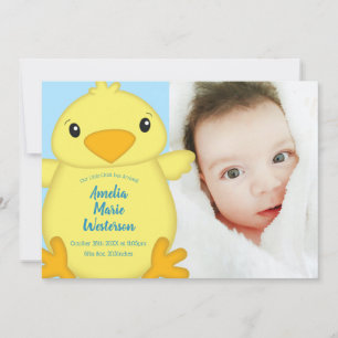 Invitation Chick Baby shower bleu ressort