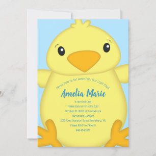 Invitation Chick Birthday Party Blue