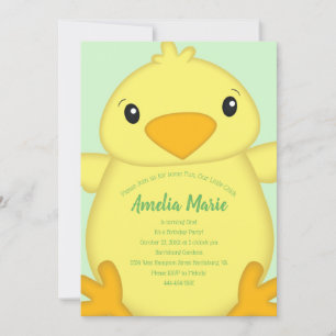 Invitation Chick Birthday Party Green