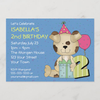 Invitation Chien à chiots de 2e anniversaire