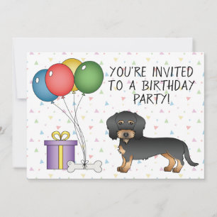 Invitation Chien à poil dur noir et feu Dachshund - Anniversa