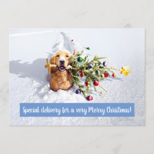 Invitation Chien avec arbre dans la neige