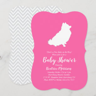 Invitation Chien Baby shower Poméranien fille rose
