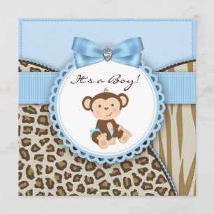 Invitation Chien Brown et bleu Baby Boy Douche