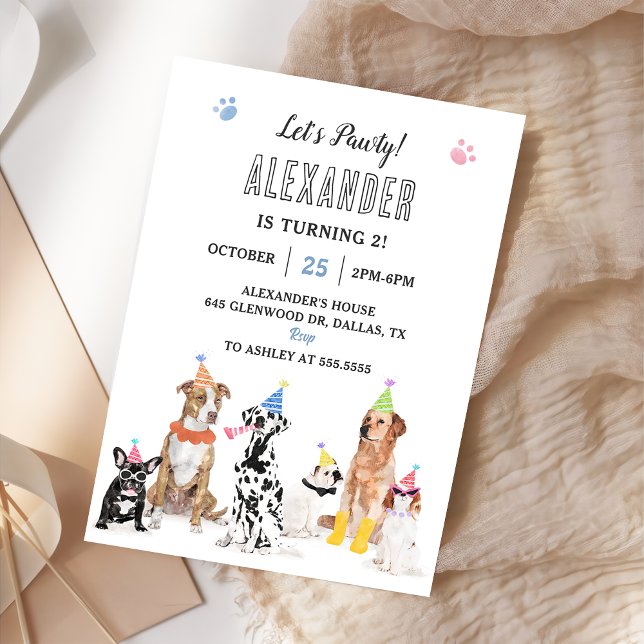 Invitation Chien Chien Chien Faisons Pawty Anniversaire (Créateur téléchargé)