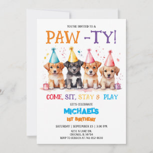Invitation Chien chiot Anniversaire fête d'anniversaire