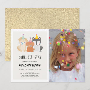 Invitation Chien chiot Parties scintillant or Anniversaire Pa