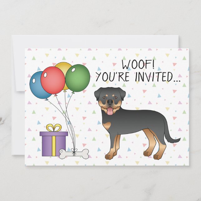 Invitation Chien de caricature Black And Tan Rottweiler - Ann (Devant)