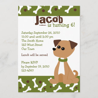 Invitation Chien de marionnettes en vert