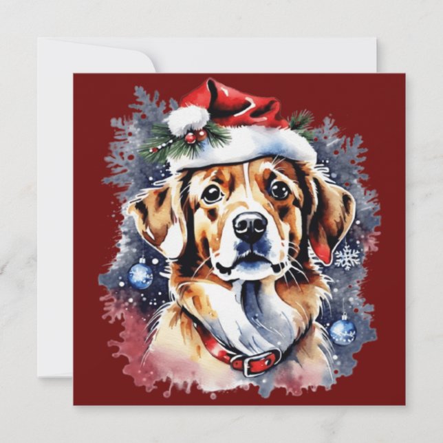Invitation Chien de Noël mignon (Devant)