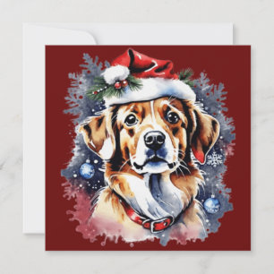 Invitation Chien de Noël mignon