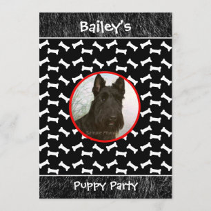 Invitation Chien de partie de chiot recueillant la photo