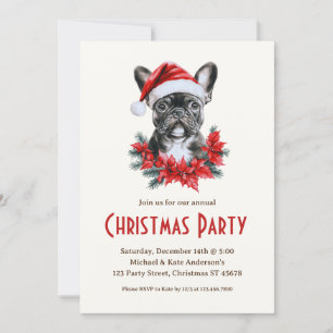 Invitation Chien de taureau français à la fête de Noël du Chi
