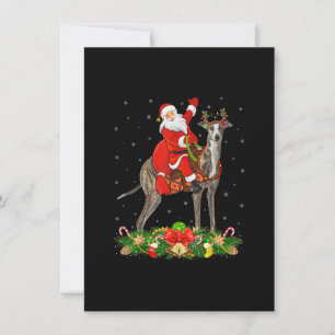 Invitation Chien Greyhound Noël Drôle de Père Noël à Cheval s