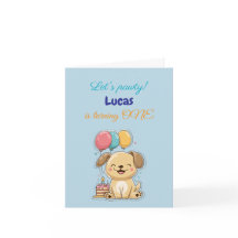 Chien heureux, garçon, faisons la fête, 1er annive
