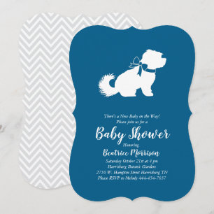 Invitation Chien maltais Baby shower Blue Boy
