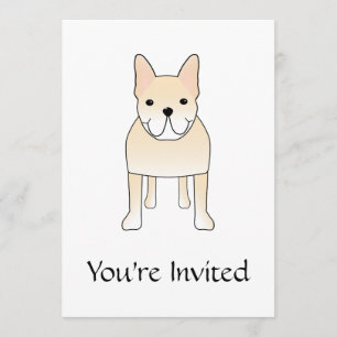 Invitation Chien mignon. Bouledogue français crème pâle