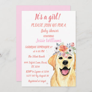 Invitation Chien mignon Labrador Animaux Roses Chiot rose Pet