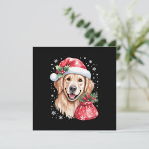 Invitation Chien Retriever doré Fête de Noël Lumière Vacances