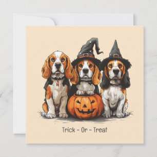 Invitation Chiens Beagles d'Halloween Jack-o'-lantern