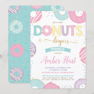Invitation Chiens chics et Diapers Baby shower Gold Girl  