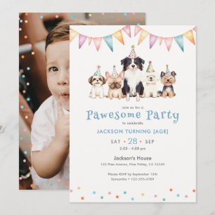 Invitation Chiens de fête formidables Photo d'anniversaire de