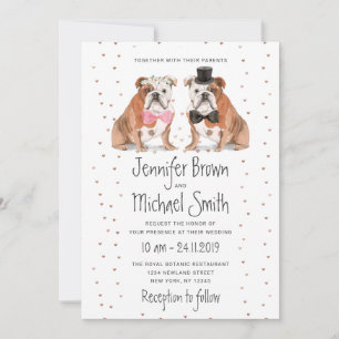 Invitation Chiens de mariage Bouledogue Anglais