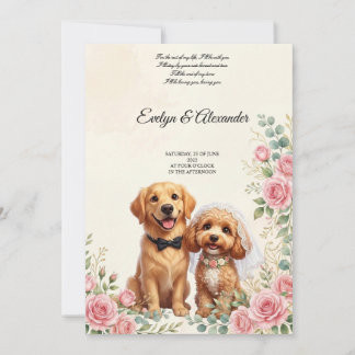 Invitation Chiens de mariage mignons Mariée et marié