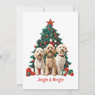 Invitation Chiens De Noël Goldendoodle Jingle Et Mingle