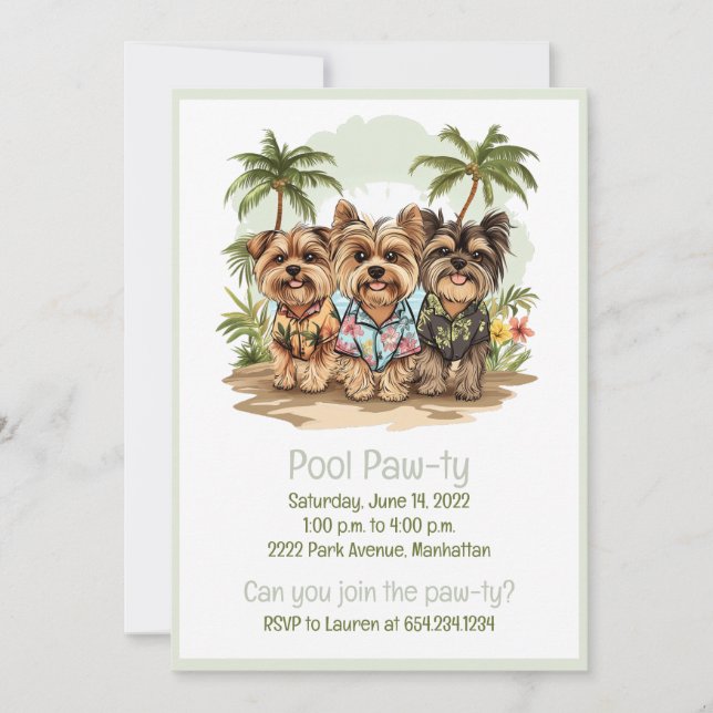 Invitation Chiens de Yorkshire Terrier Chemises hawaïennes (Devant)