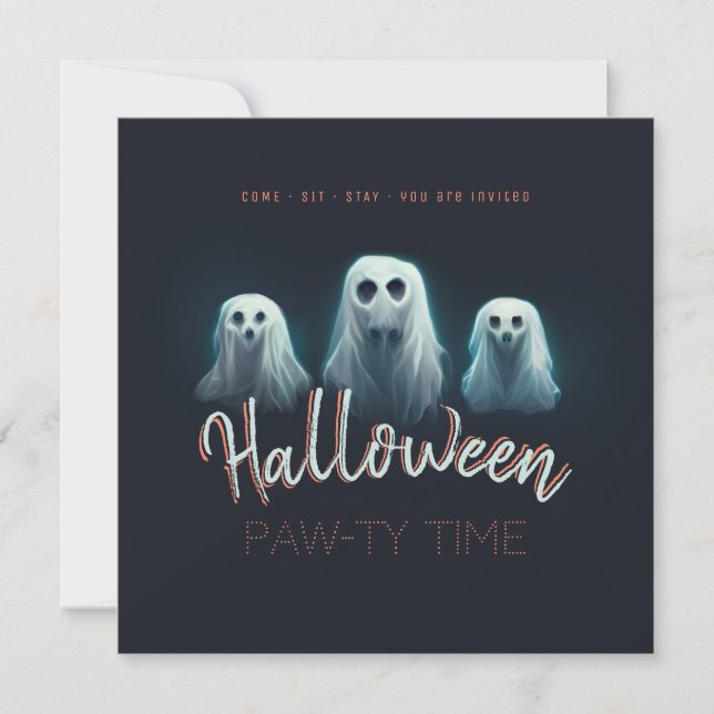 Invitation Chiens fantômes Costume d'Halloween Fête des anima (Devant)