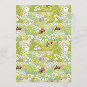 Invitation Chiens mignons avec motif sans couture de fleurs d