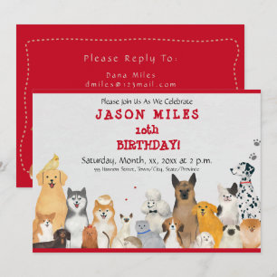 Invitation Chiens mignons pour la fête d'anniversaire des enf