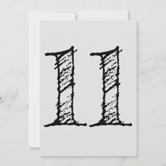 Invitation chiffre 11 numéro onze manuscrit géant