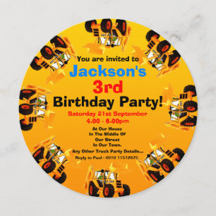 Invitation Chiffre jaune des garçons 3e anniversaire du Parti