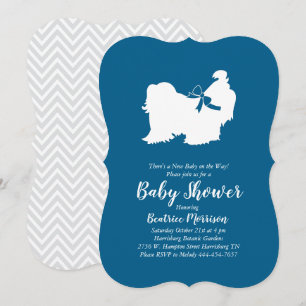 Invitation Chih Tzu Baby shower Chien Bleu Garçon