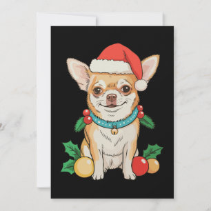 Invitation Chihuahua Chapeau de Père Noël Ornements de Noël X