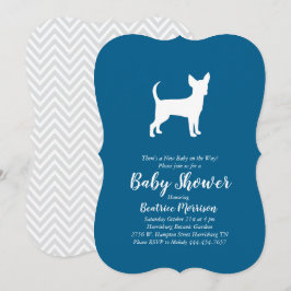 Invitation Chihuahua Chien Baby shower Blue Boy